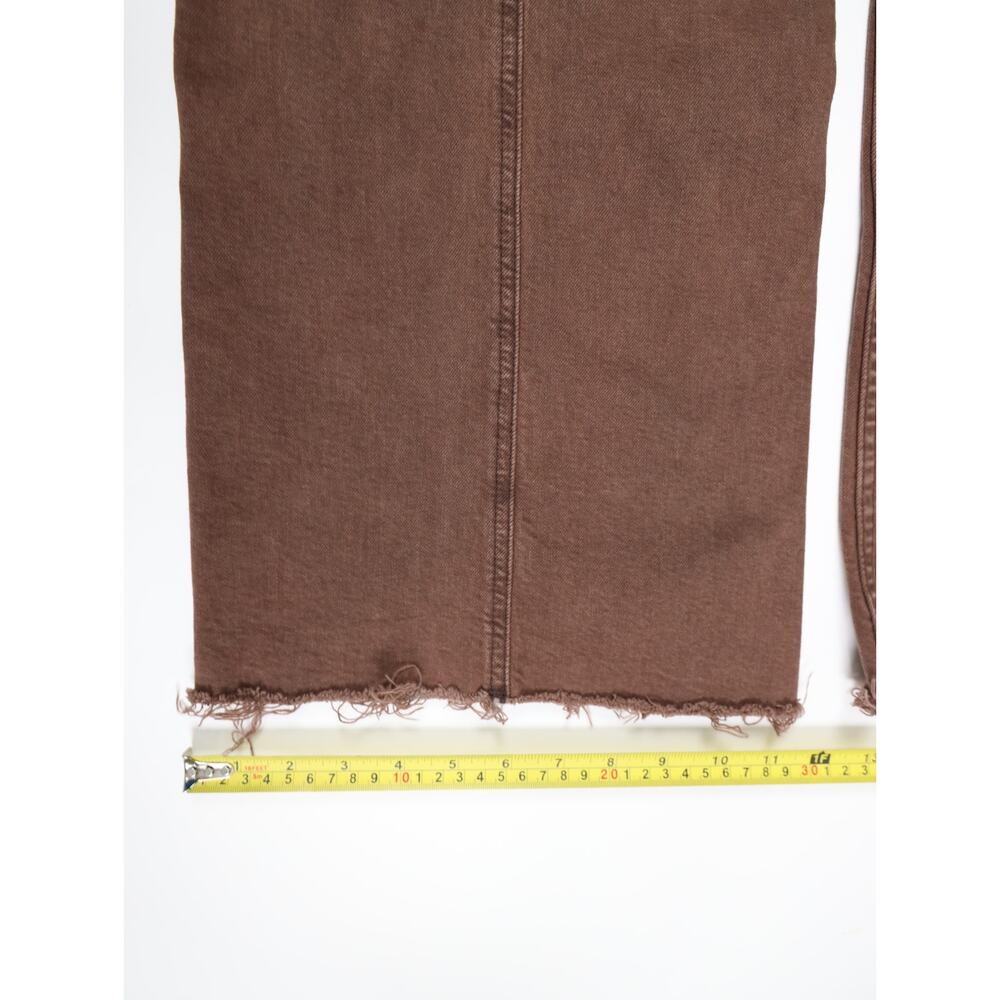 Pistola Rust Wide Leg Raw Hem Jeans 31 High Rise Front Seam Boho Western Chic - Picture 12 of 15